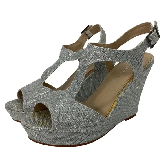 Rampage Shoes Rampage Candelas Silver Gilt Platform Wedge